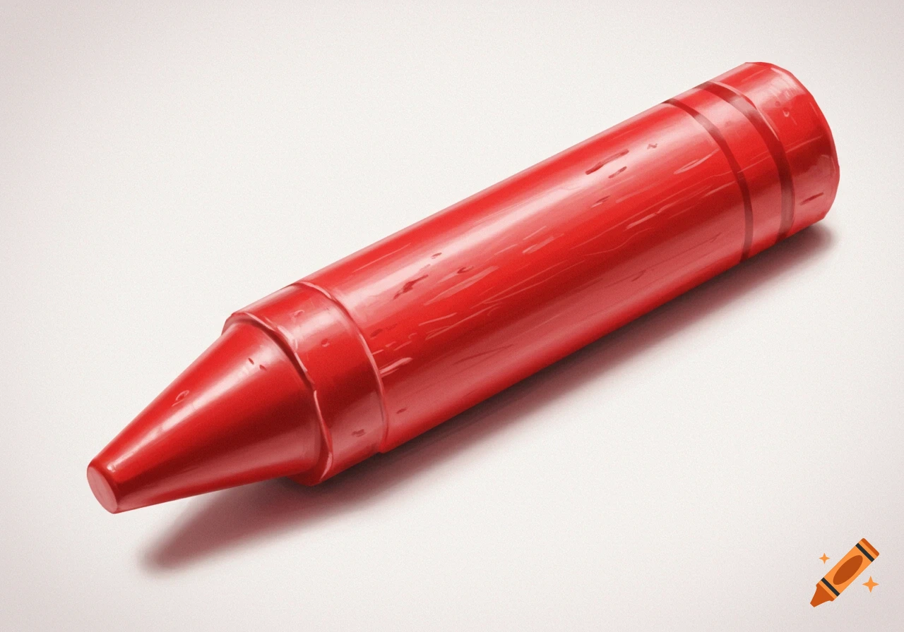 A red crayon on a white background.