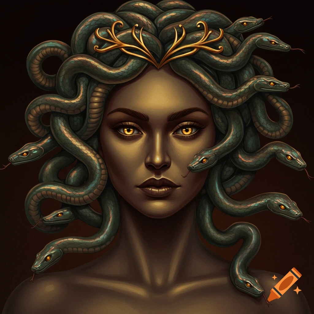portrait of Medusa with snakes for hair