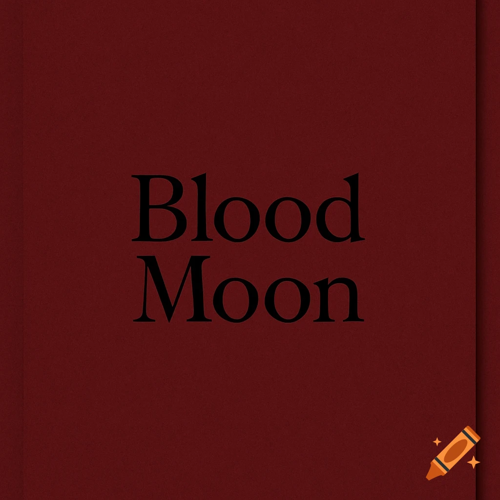 Dark red background with the words "Blood Moon" in black text centered.
