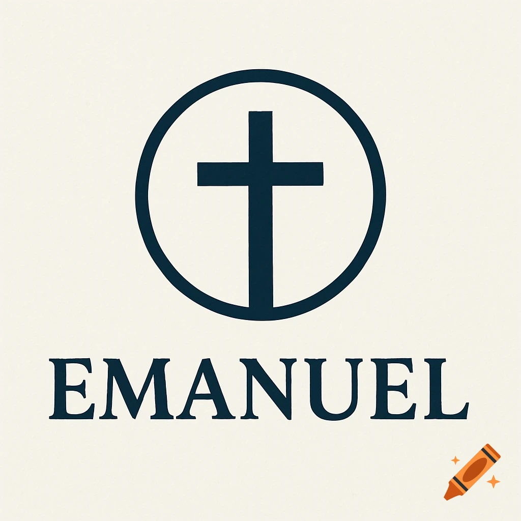 Logo with a cross inside a circle above the word EMANUEL