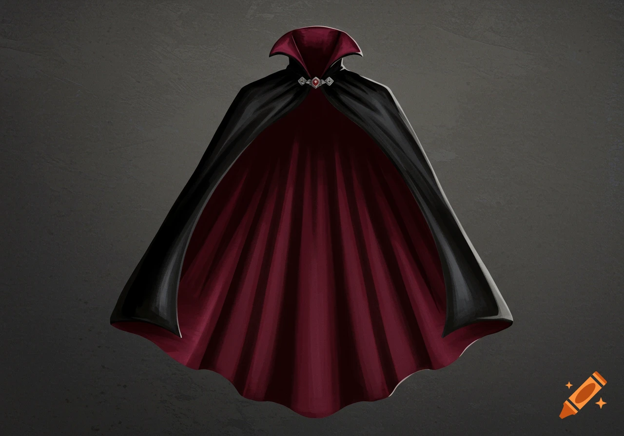 A black cape with red lining, like a Dracula costume.