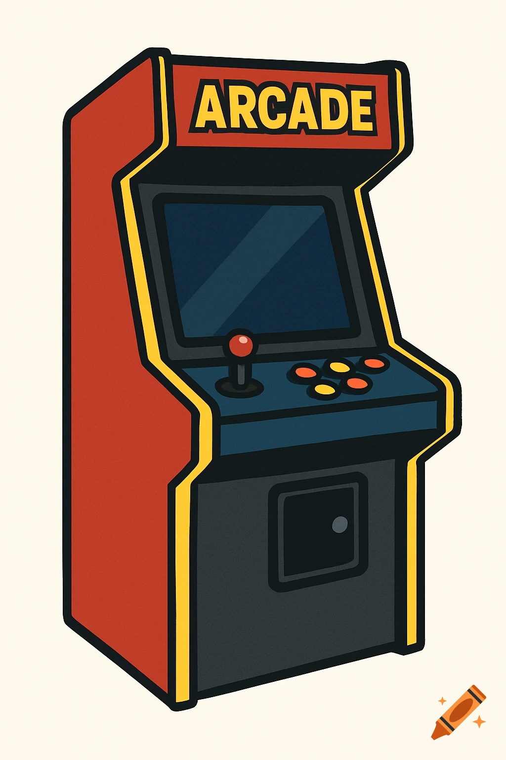 A simple vector graphic of a retro arcade machine.