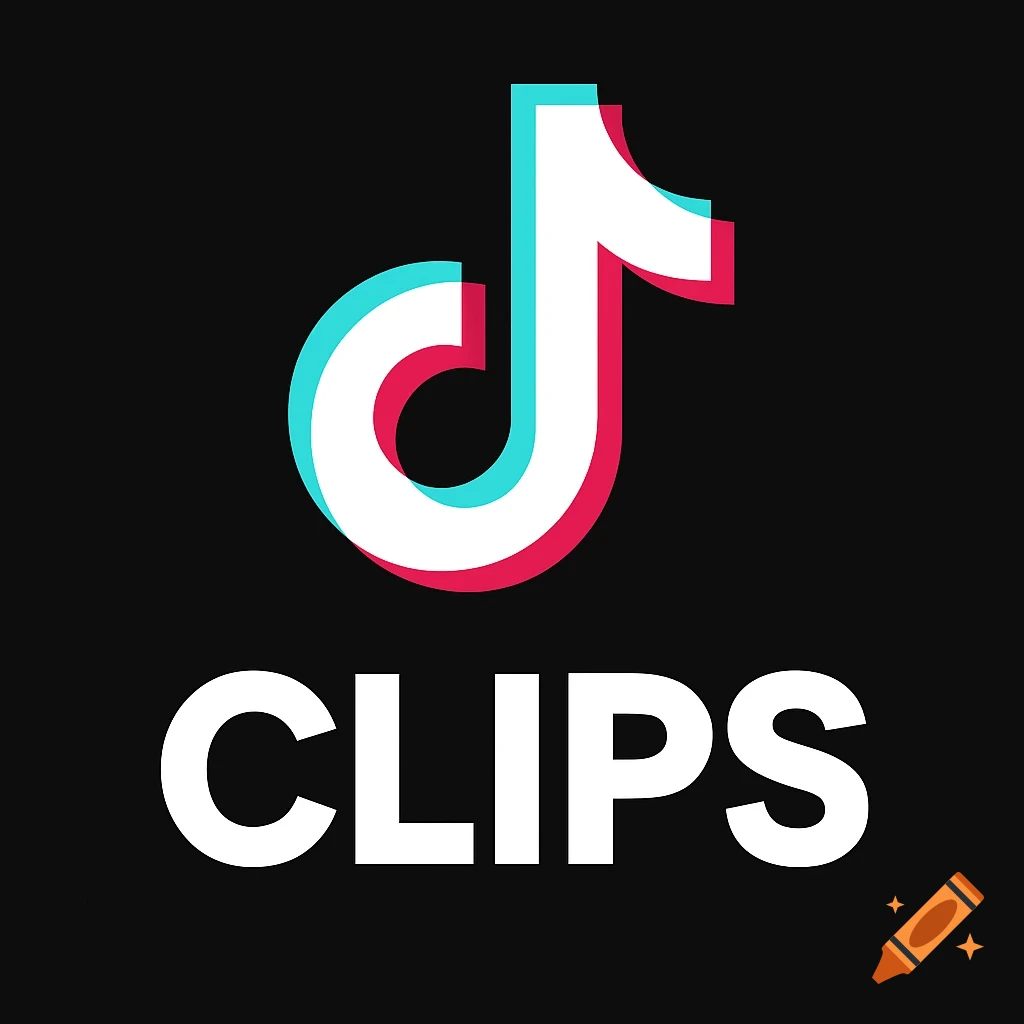 TikTok logo with the word CLIPS below it on a black background.