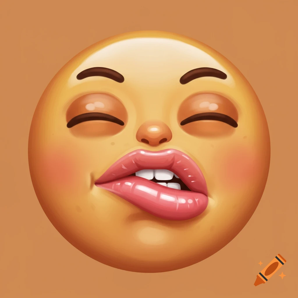 An illustration of a lip-biting emoji face.