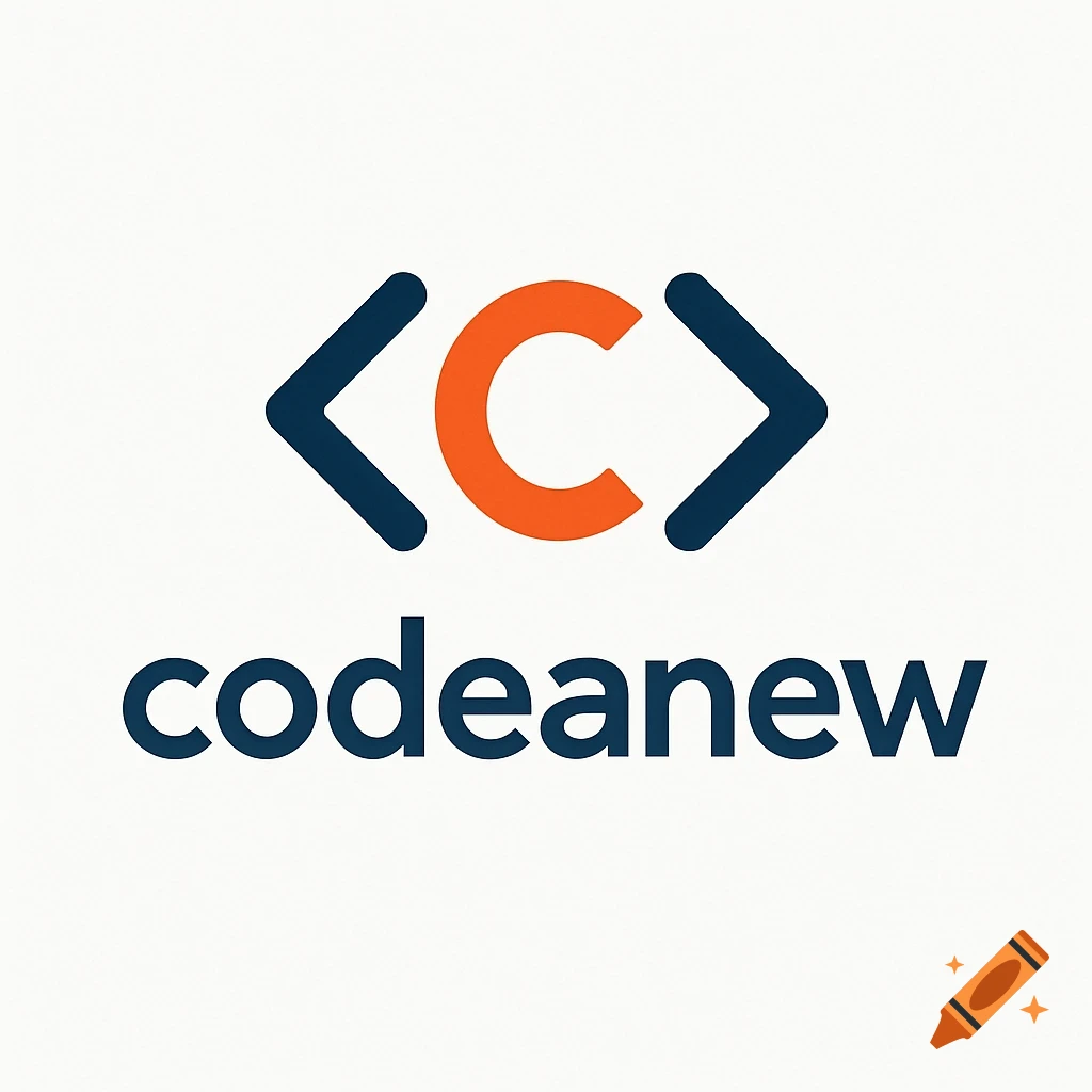 Logo with blue and orange symbol and the word codeanew below.