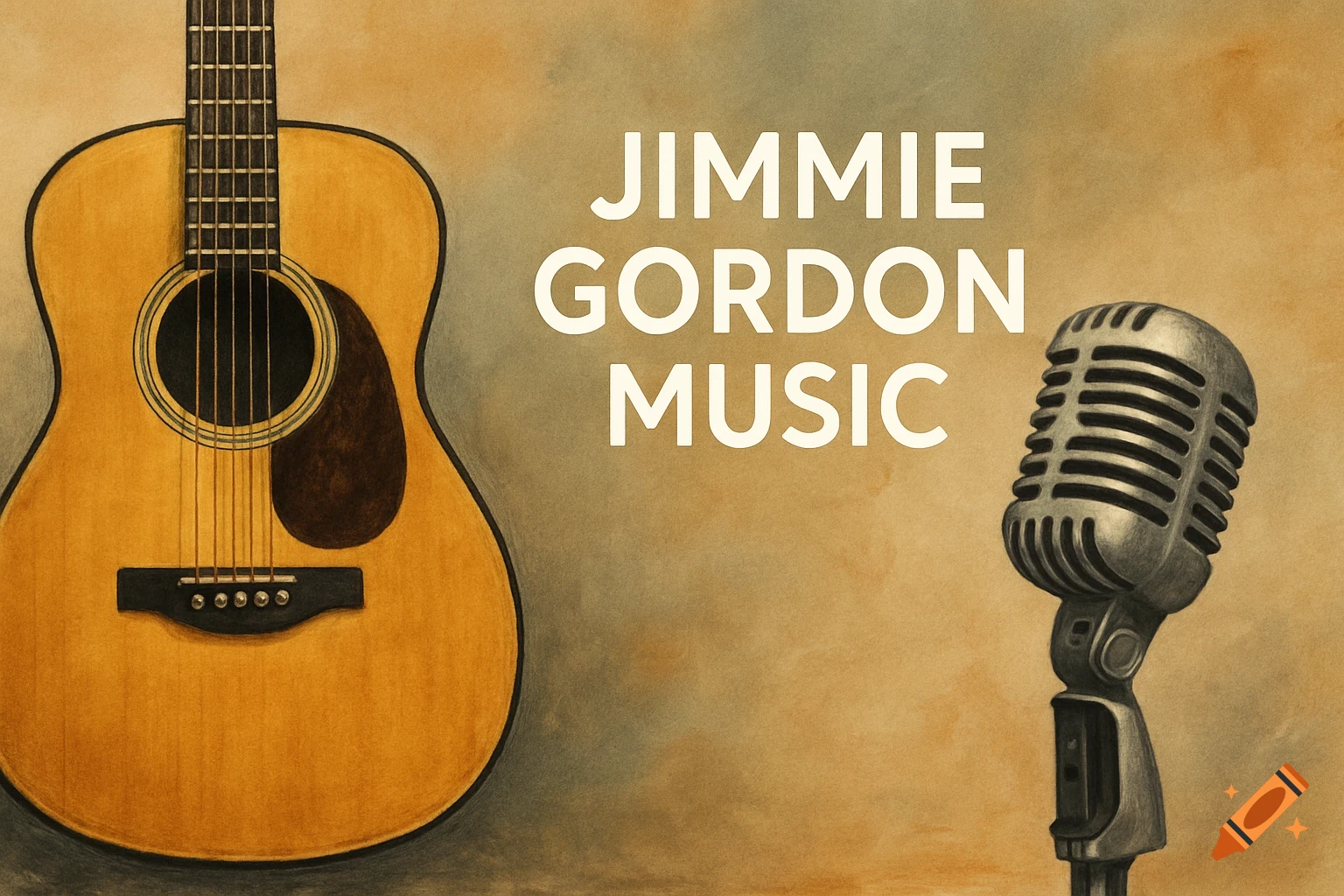 Acoustic guitar and vintage microphone with the text 'Jimmie Gordon Music'.