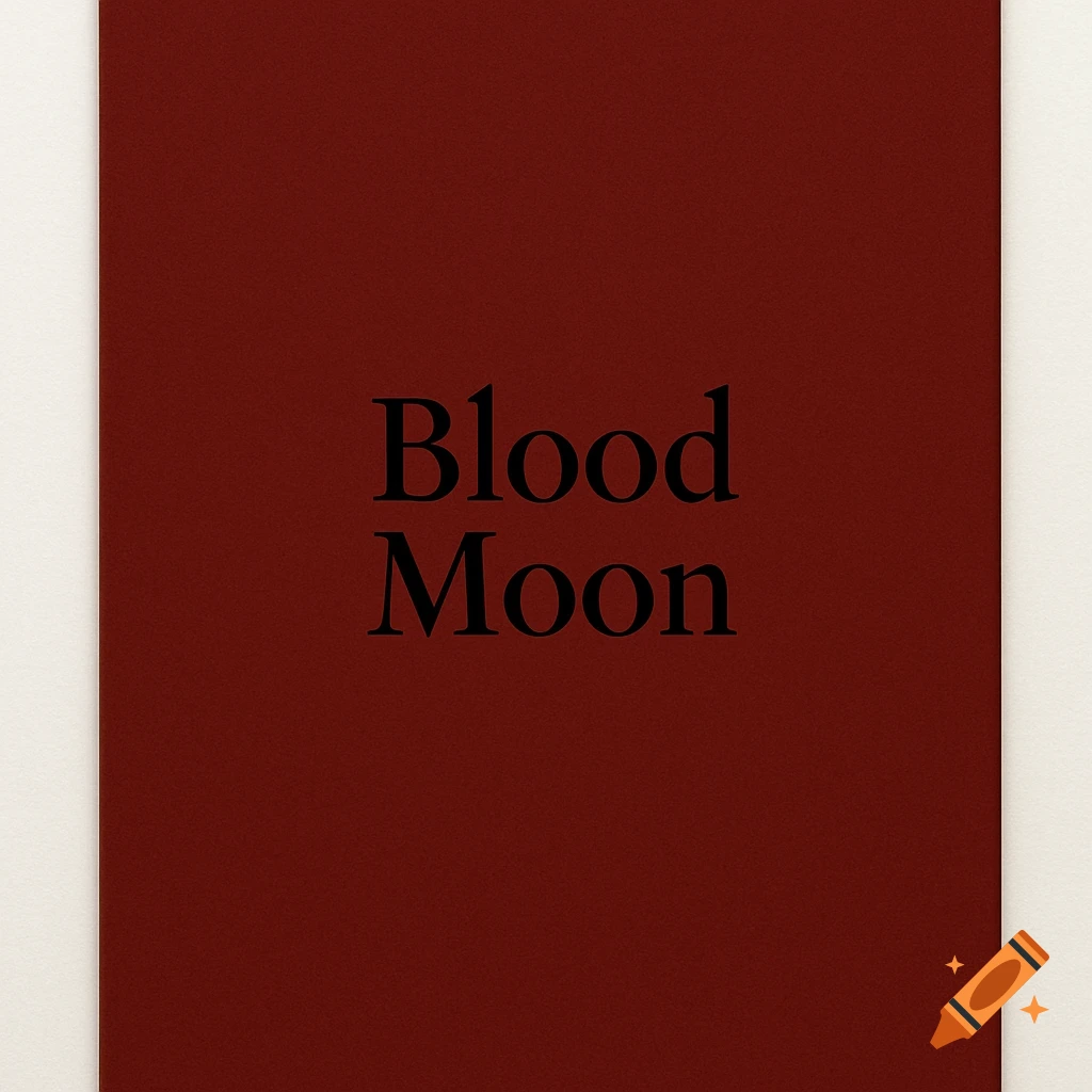 The words Blood Moon in black on a plain dark red background.