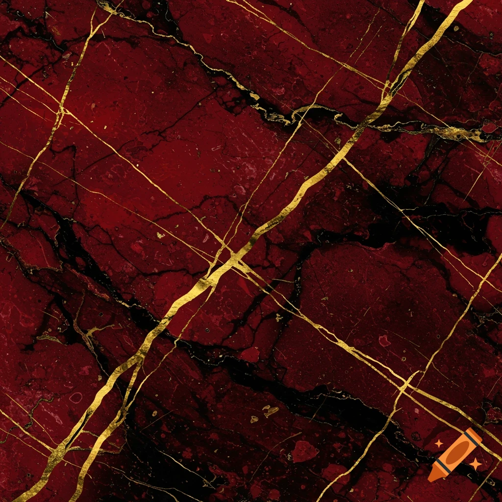 Deep red marble texture with black and gold veining