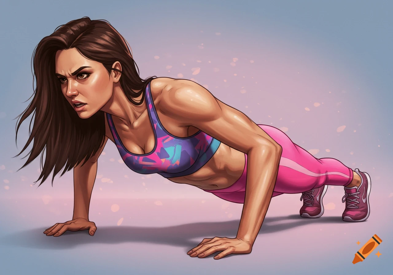 Image of a woman in sports gear doing a push-up.