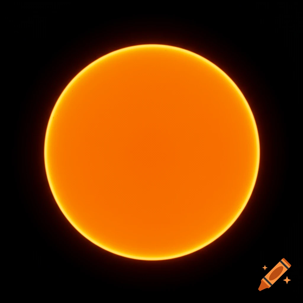 A bright orange circle with a yellow glow on a black background.