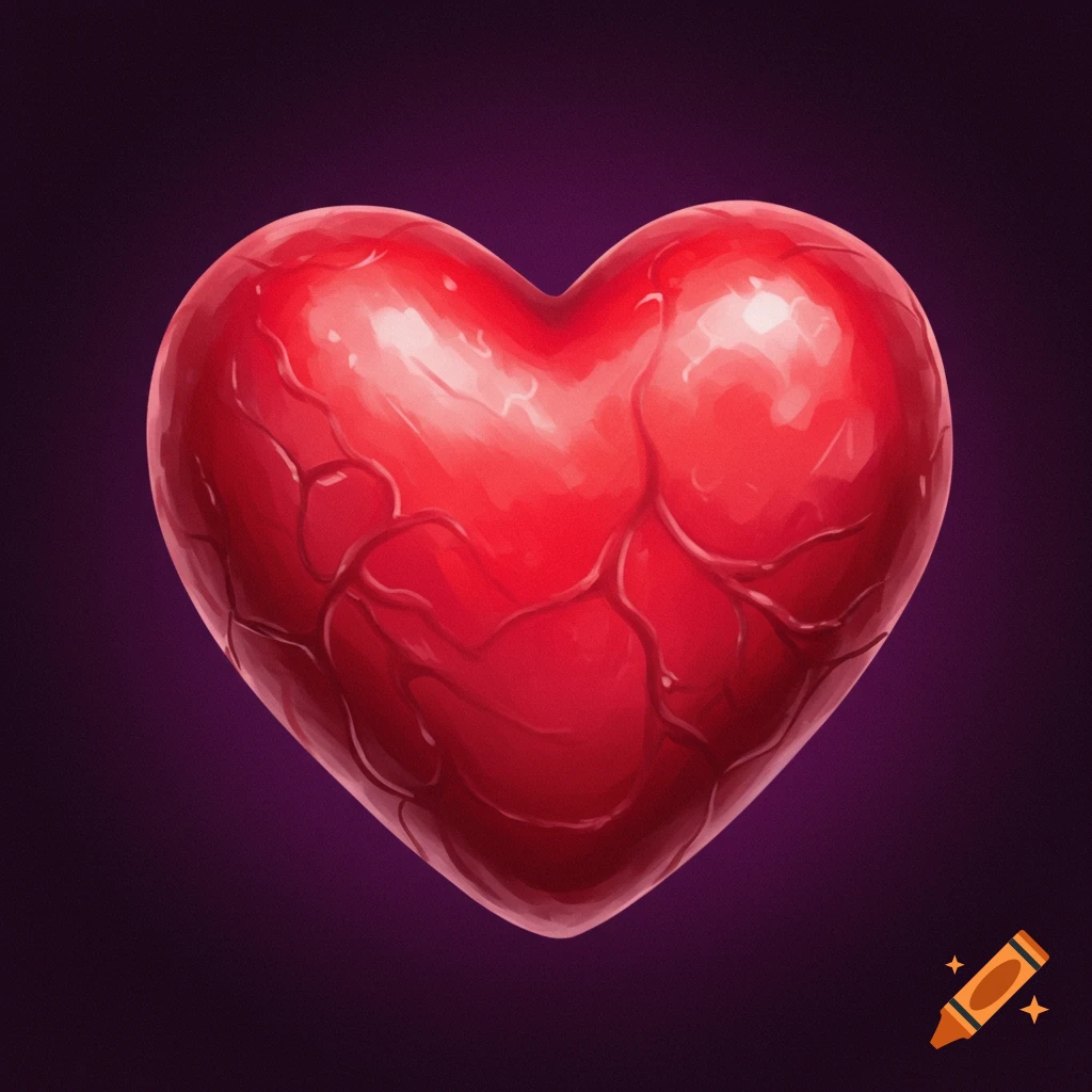 A red heart with visible veins.