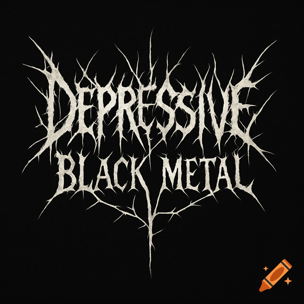 Depressive Black Metal band logo with spiky font and branches