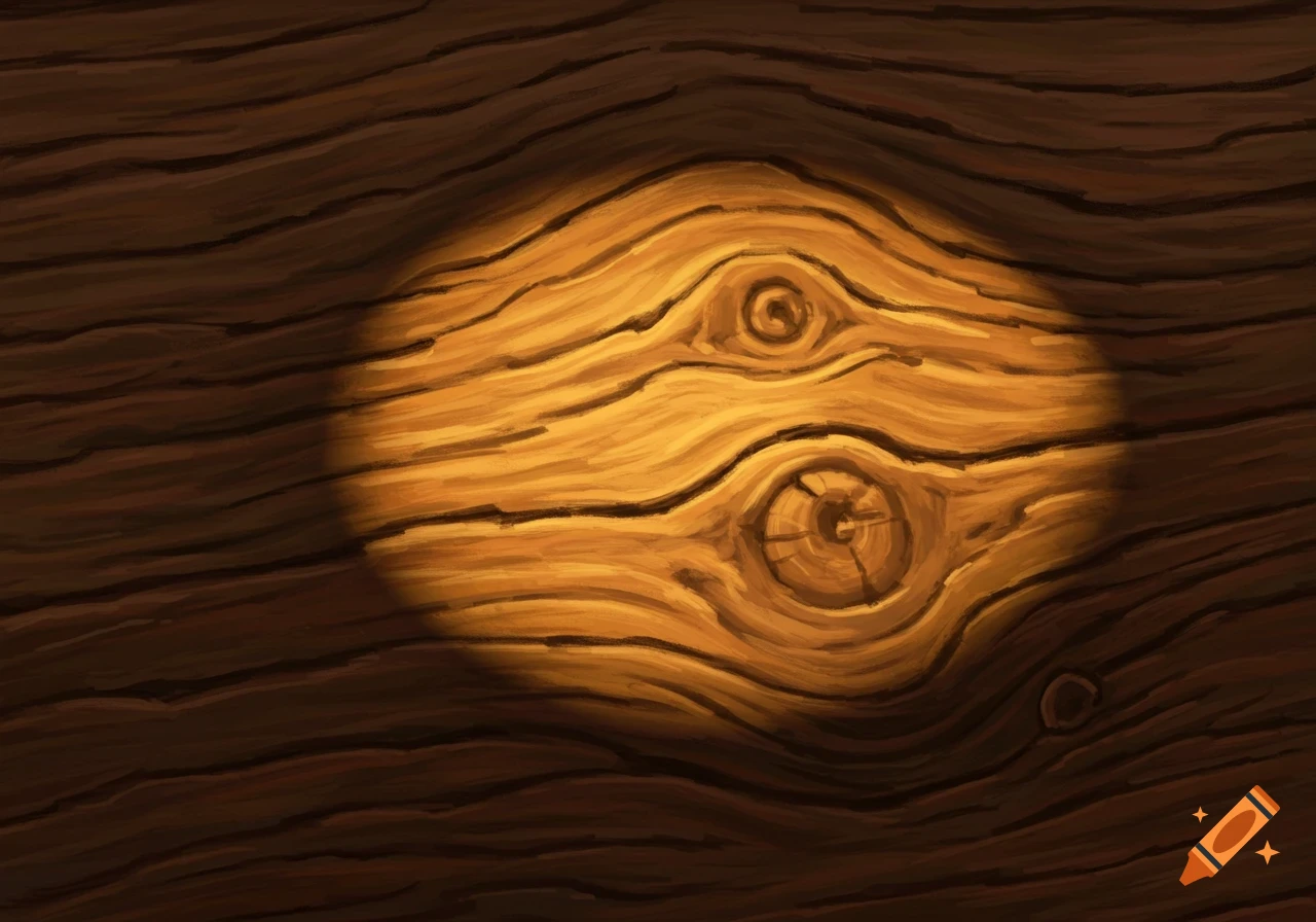 Wood grain with knots and a spotlight