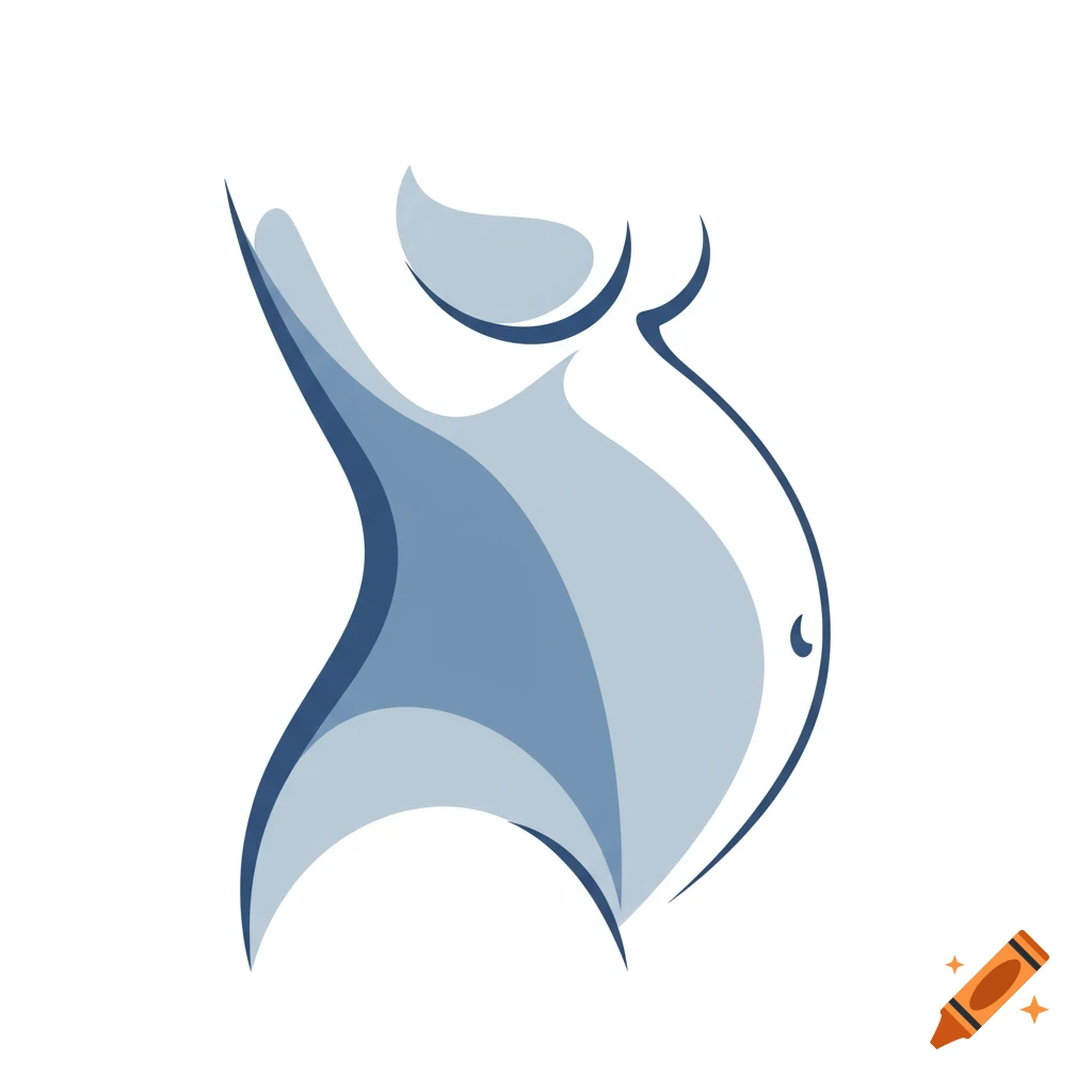 Minimalist illustration of a pregnant torso in shades of blue