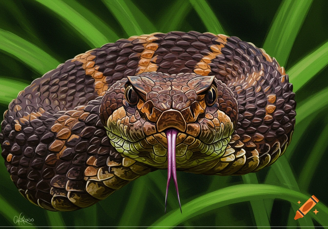 Close-up of a snake with its tongue flicking out.
