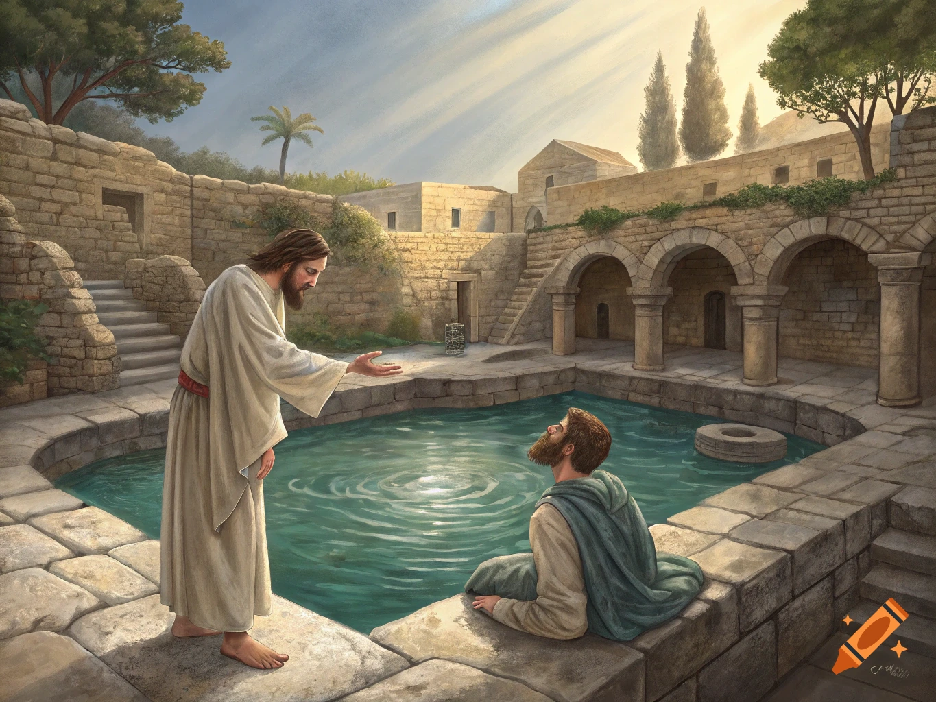 Baptism Background Paintings Of A Pool