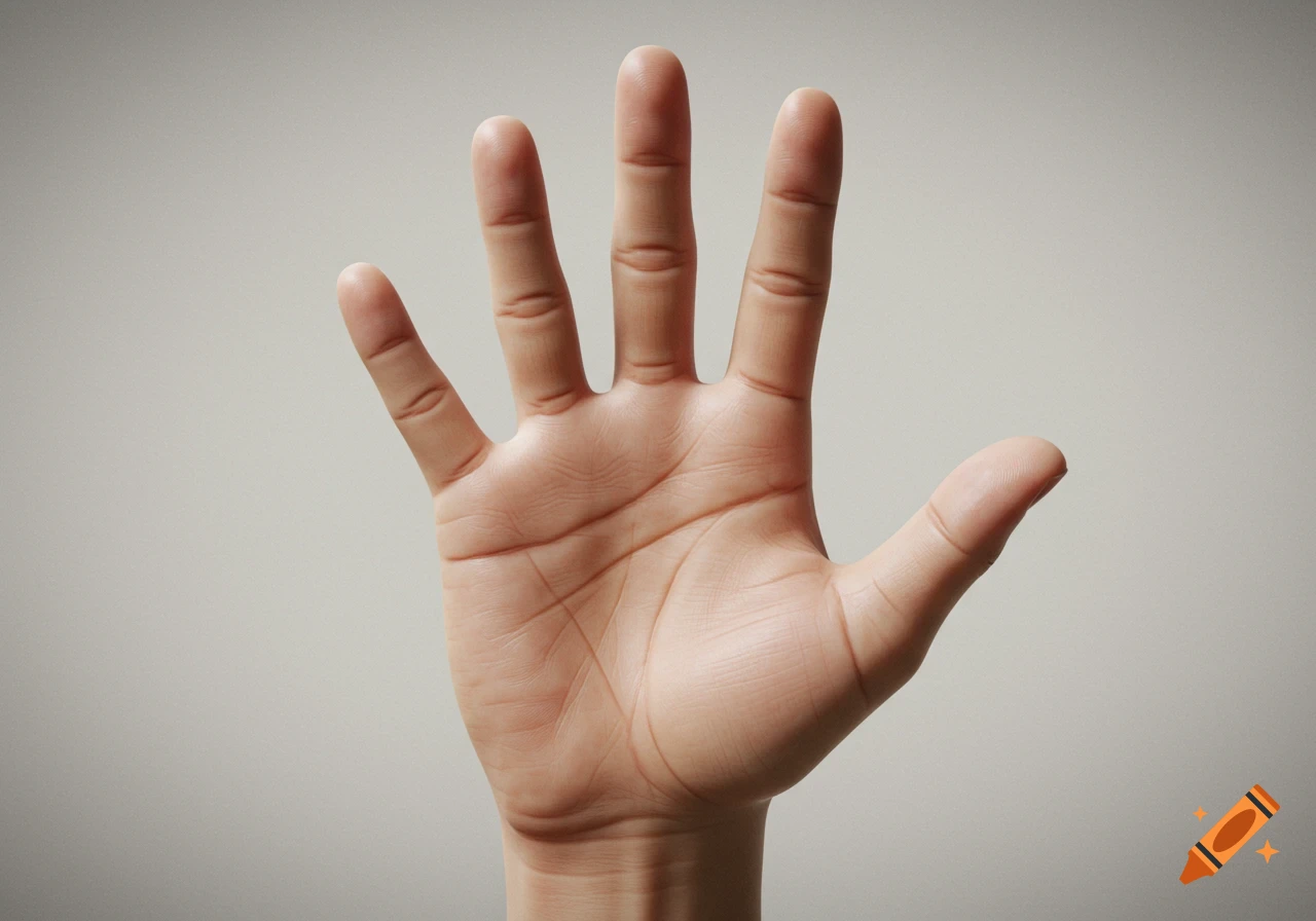Close-up photo of an open human hand with fingers spread.