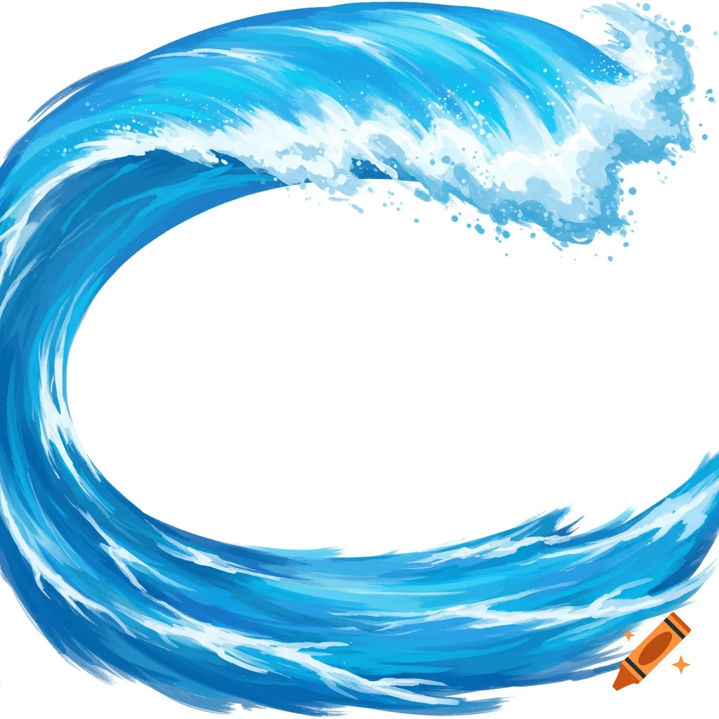 A blue wave border on a white background