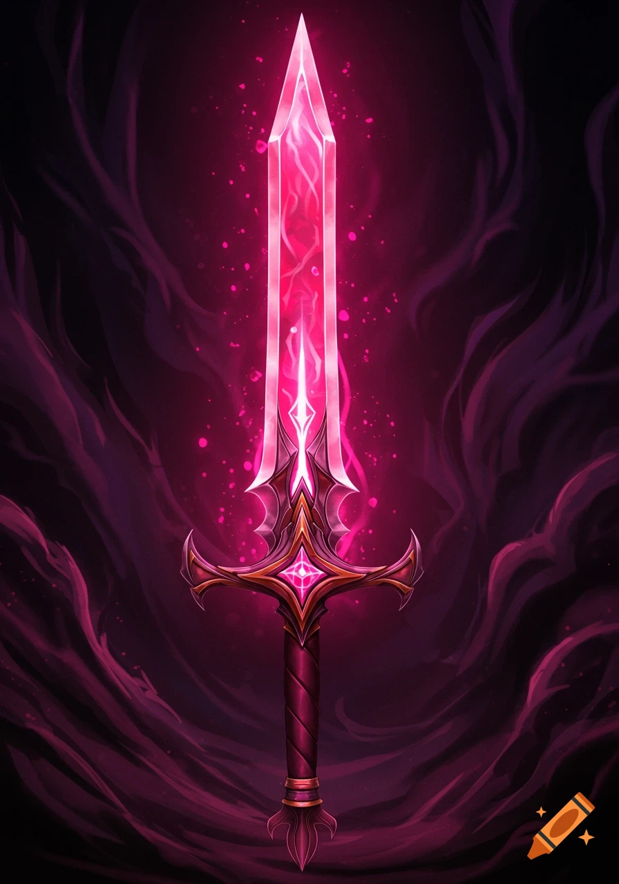 A glowing pink fantasy sword.