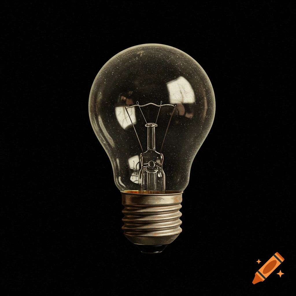 Dusty light bulb on a black background