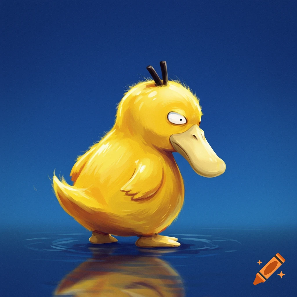 Psyduck standing in shallow water