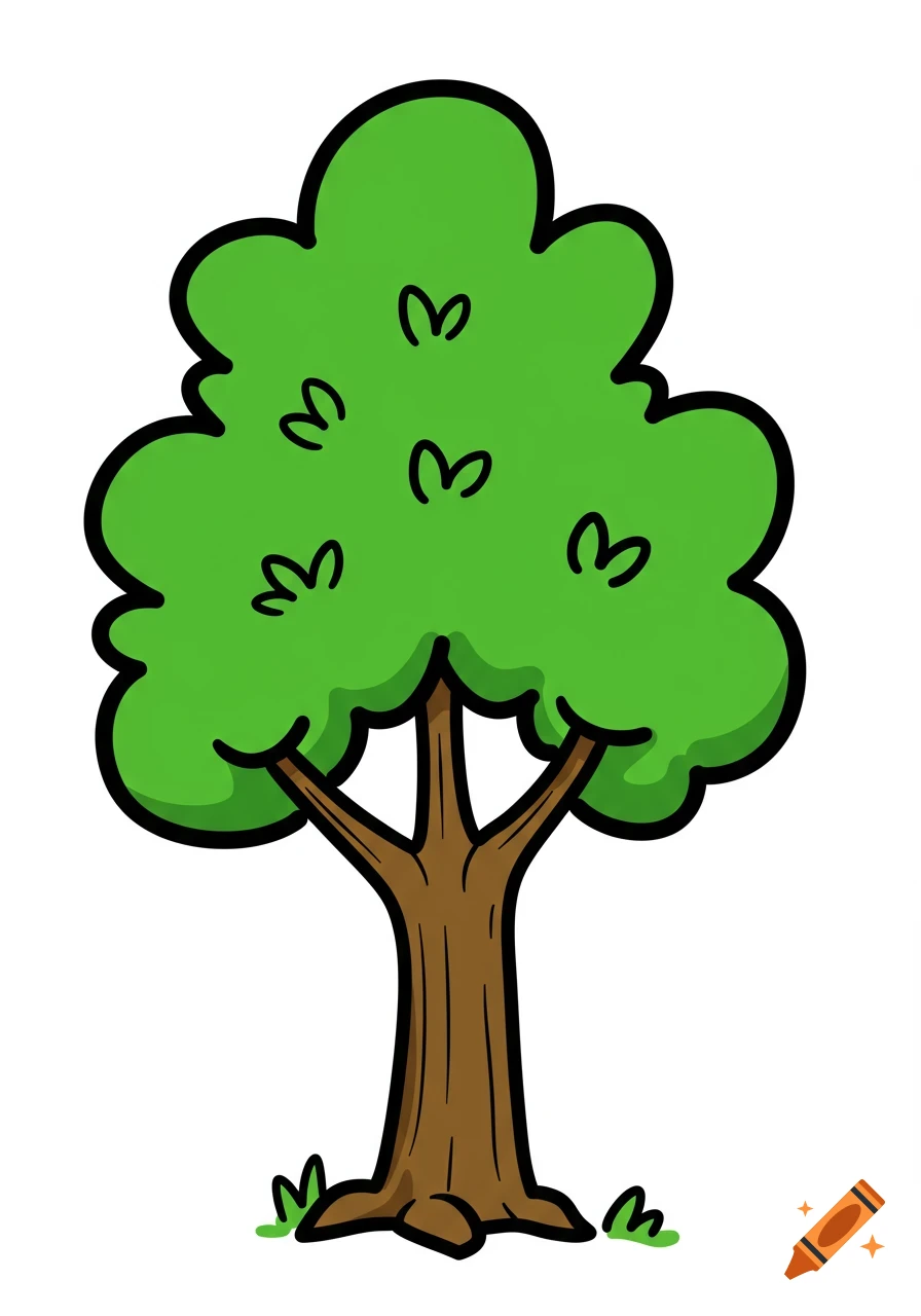 A simple cartoon drawing of a tree.