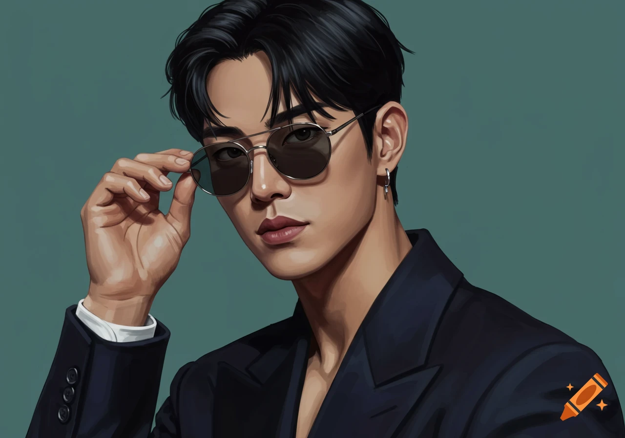 A man in a suit holding sunglasses