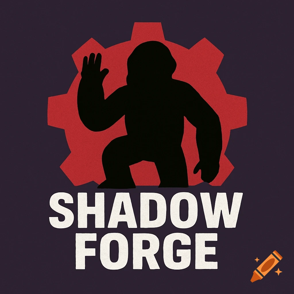 Logo: Black gorilla silhouette against a red gear shape with white text 'SHADOW FORGE'.
