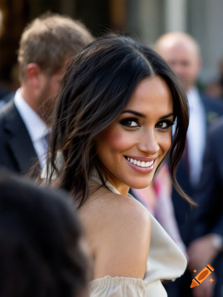 Close-up portrait of Meghan Markle smiling