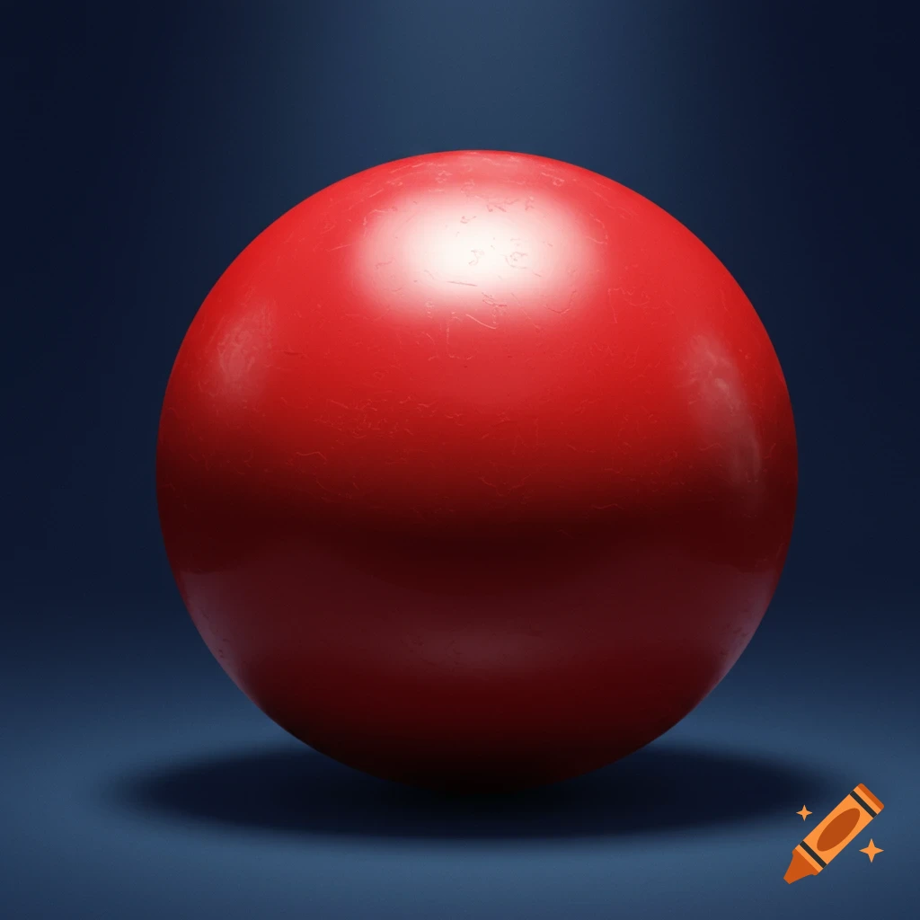 A digitally painted red sphere on a dark blue background.