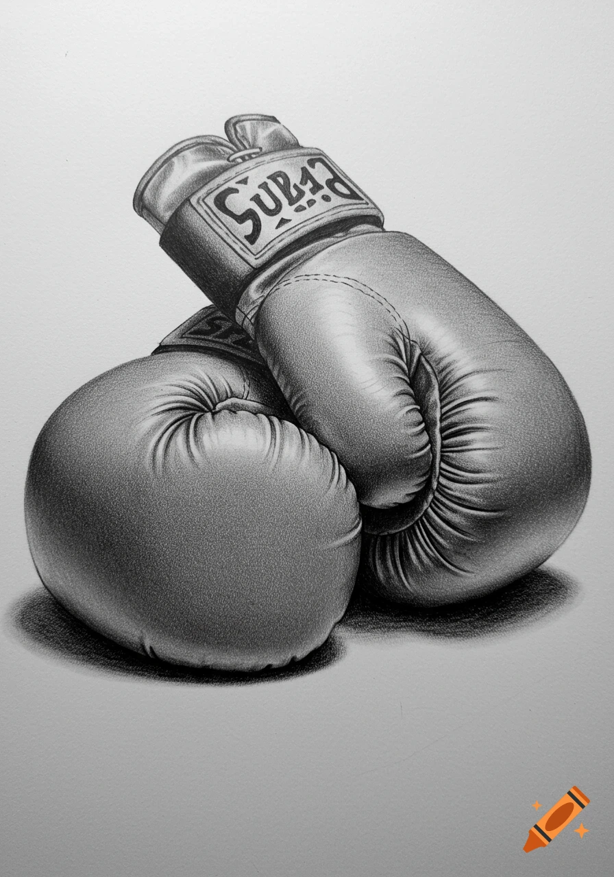 Pencil drawing of two boxing gloves.
