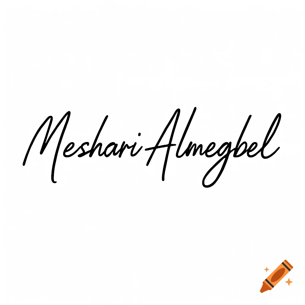 A signature for the name Meshari Almegbel