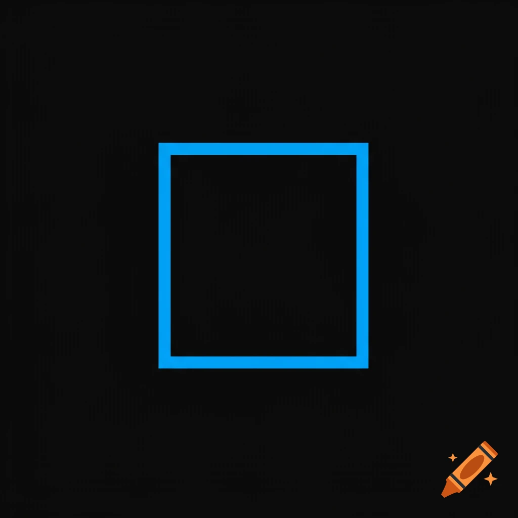 A blue square outline on a black background.