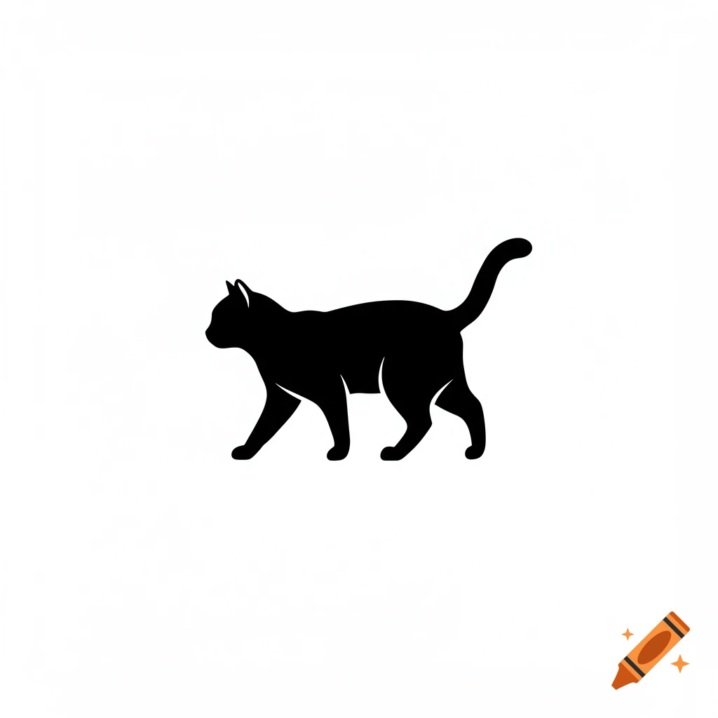 Black minimalist icon of a walking cat silhouette.