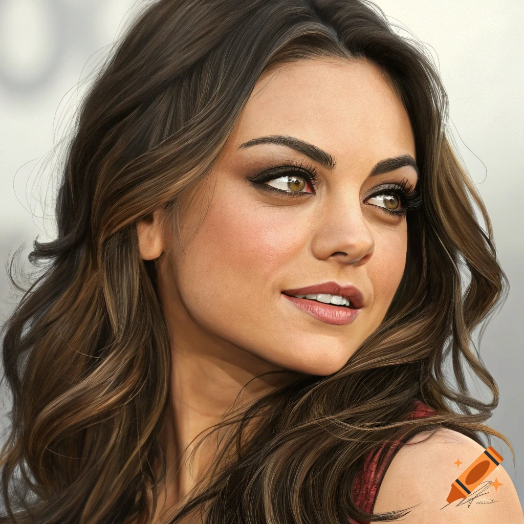 Close-up realistic portrait of actress Mila Kunis