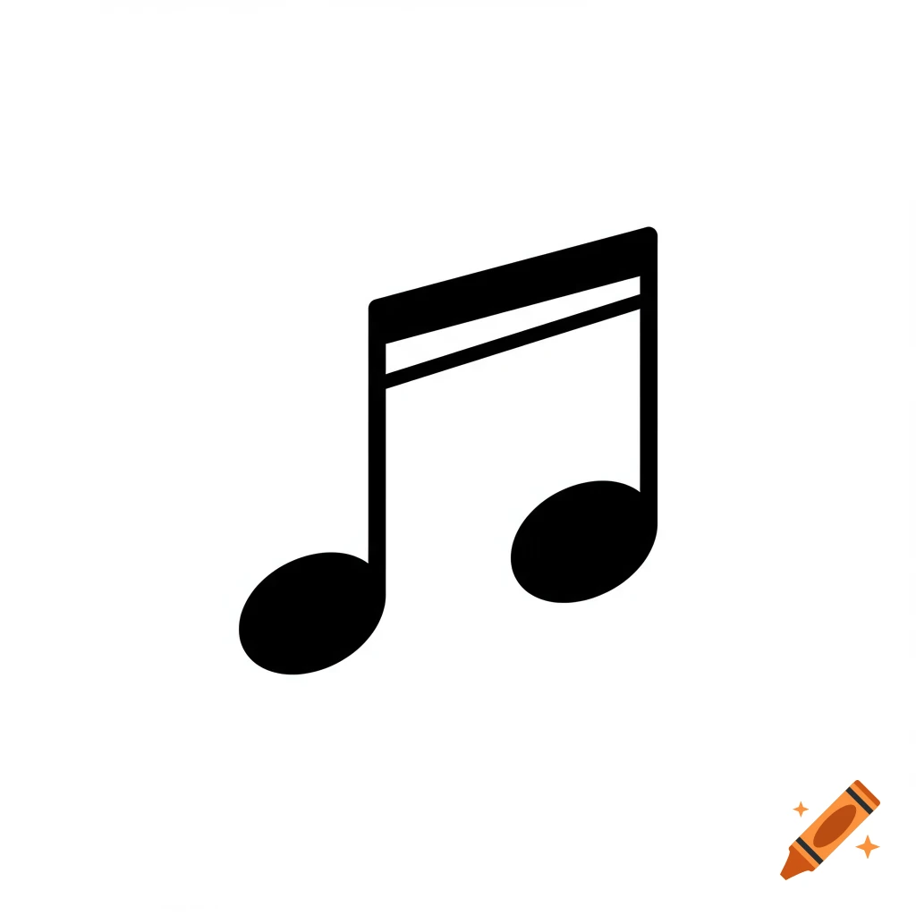 A black musical note symbol