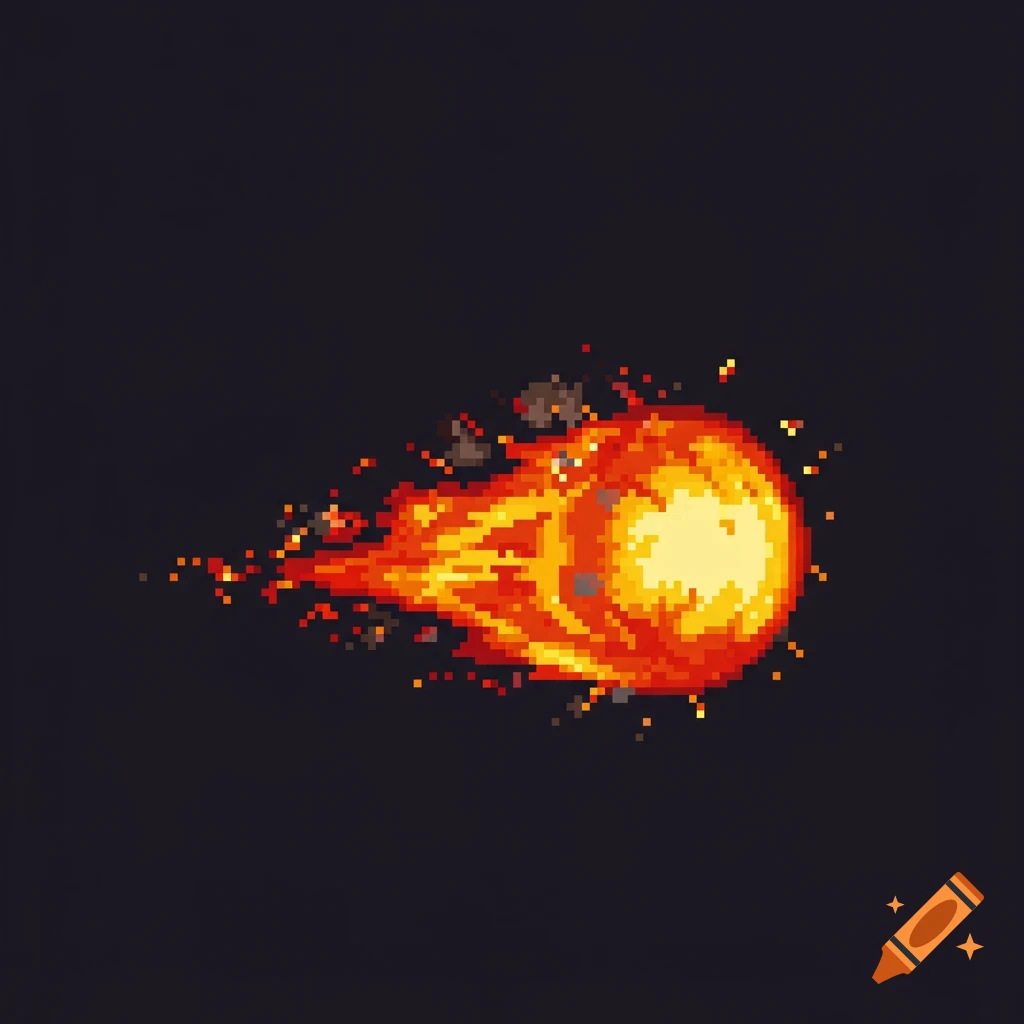 Pixel art fireball