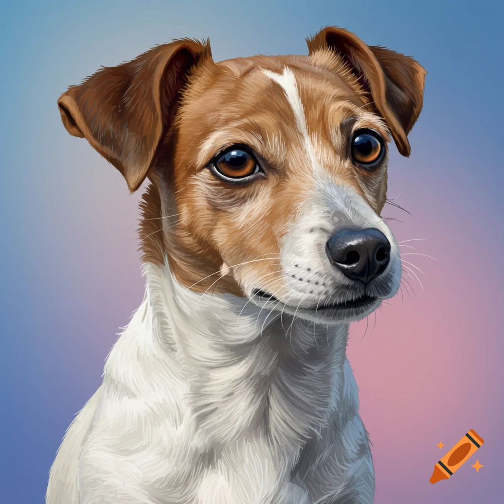 A brown and white Jack Russell Terrier dog portrait.