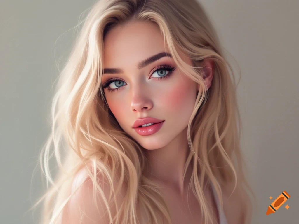 Close-up portrait of a young blonde woman.