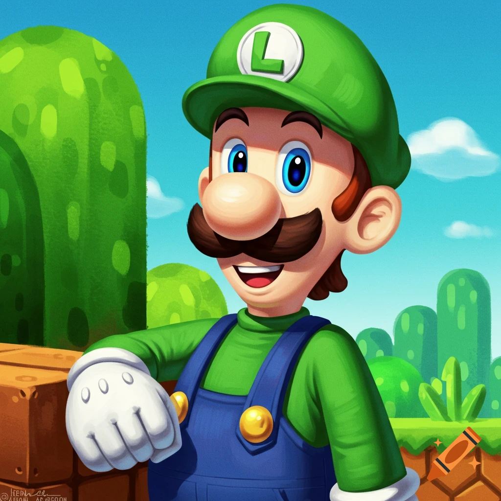 Luigi in a Super Mario game environment.