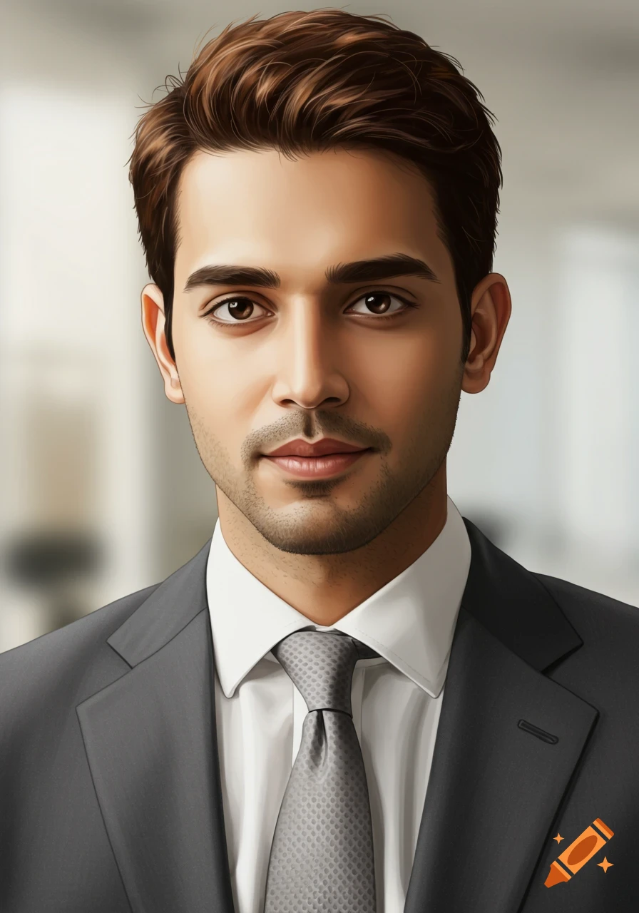 A portrait of a man in a suit and tie.