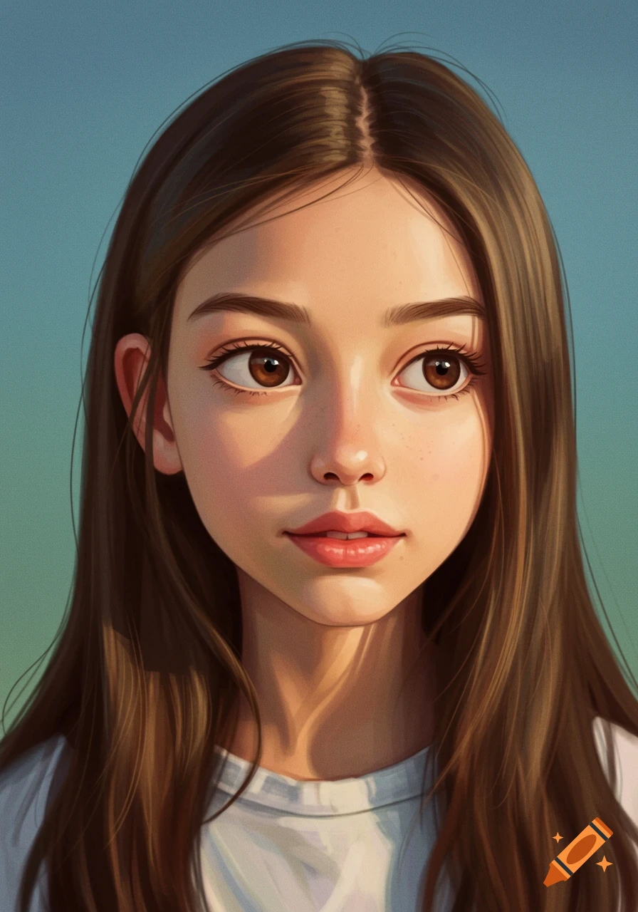 A girl with brown hair and brown eyes