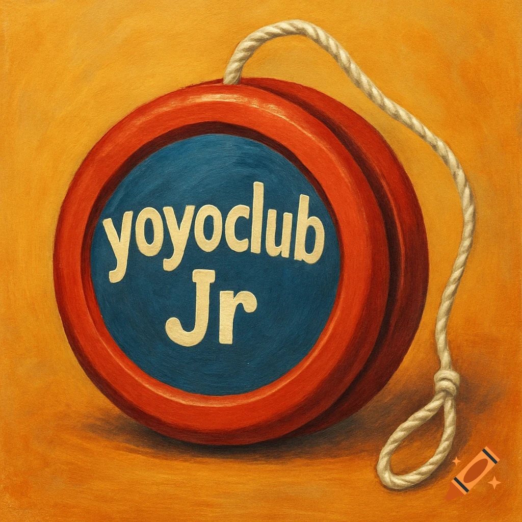 A red and blue yoyo with "yoyoclub Jr" written on it.