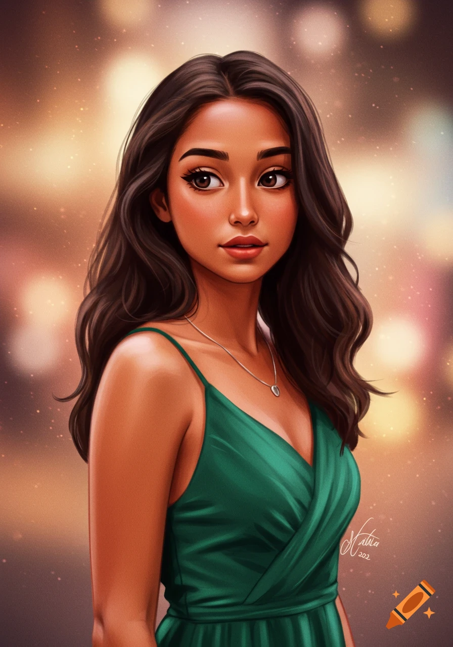 Portrait of a woman in a green dress