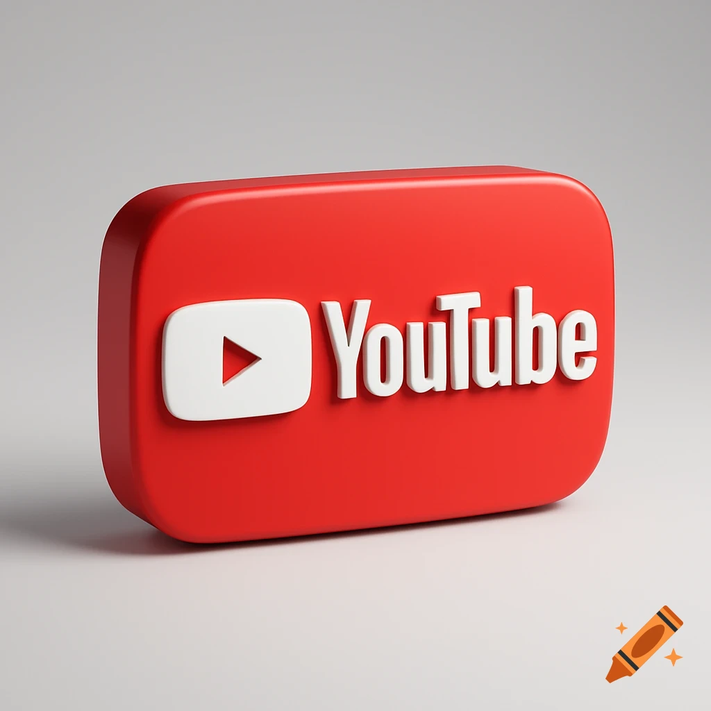 A 3D rendering of the YouTube logo