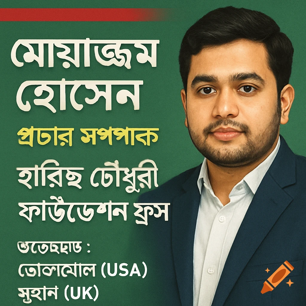 Political poster with portrait of a man and Bengali text.