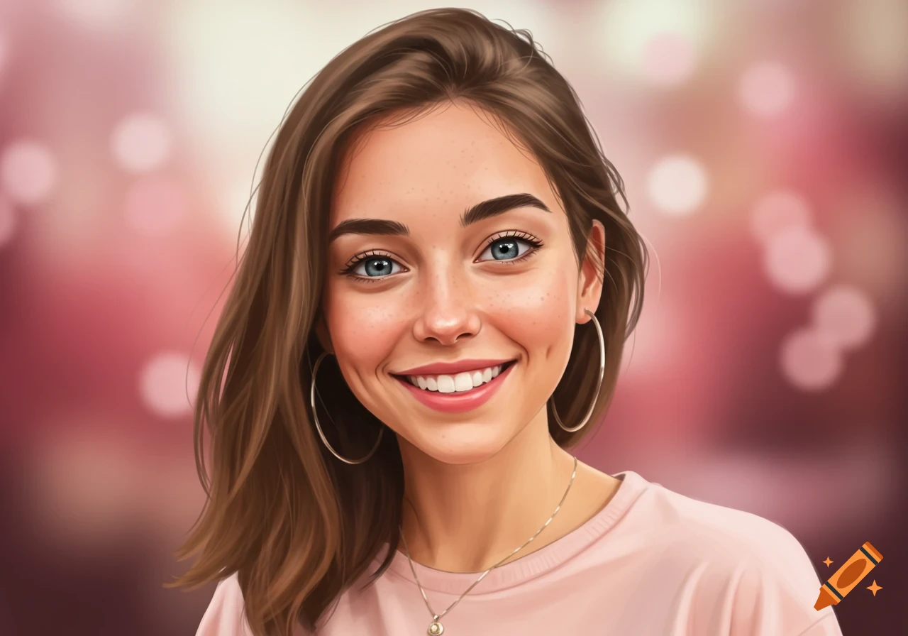 A smiling young woman with blue eyes and dimples