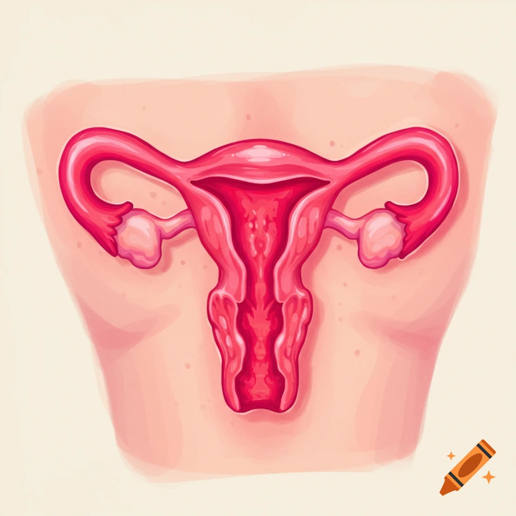 Anatomical illustration of a uterus and fallopian tubes