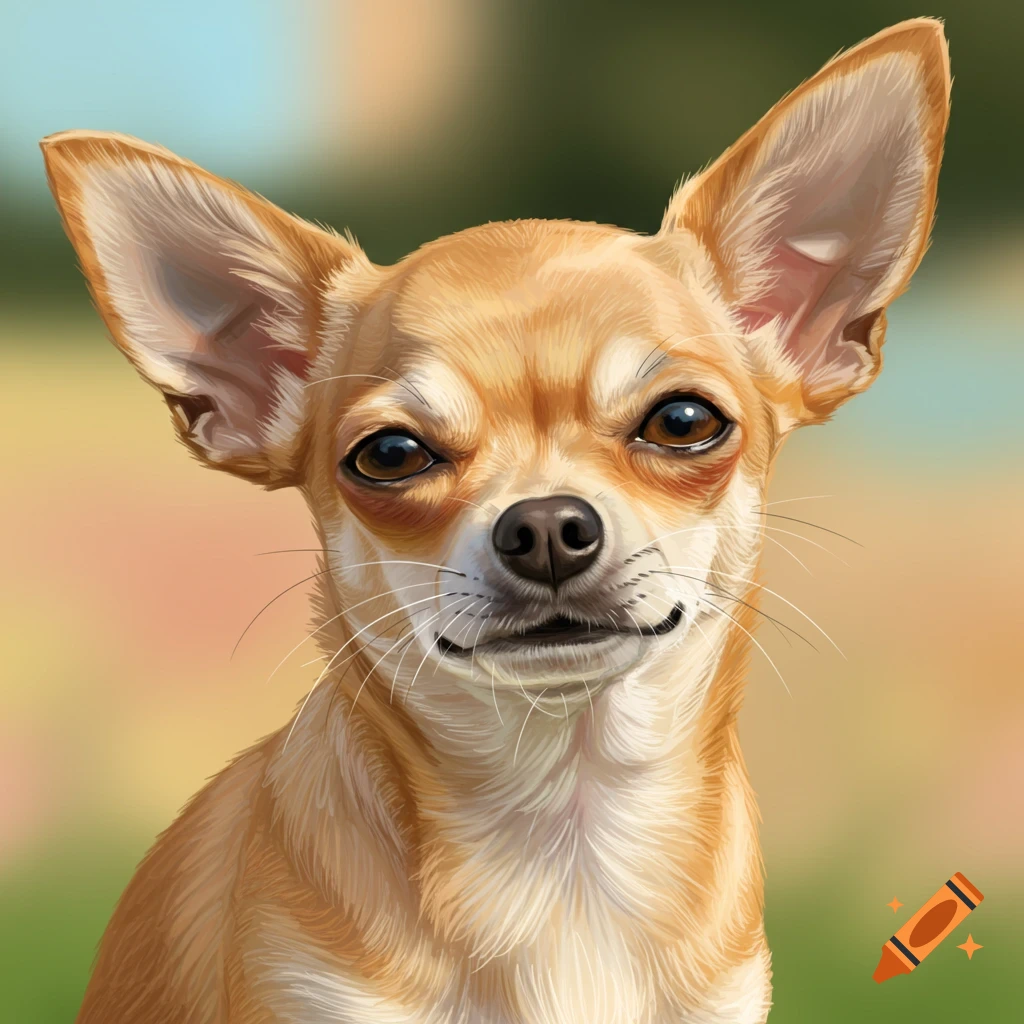 A close-up of a tan chihuahua's face.