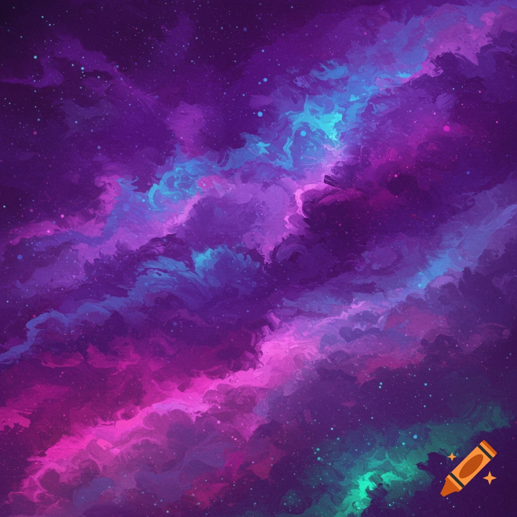 Abstract image of a purple and blue nebula with stars.
